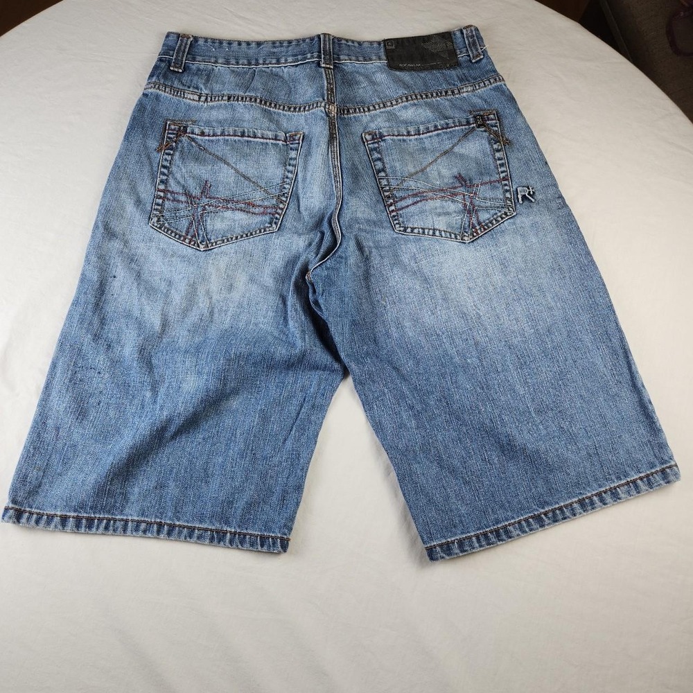 Rocawear Mens Blue Denim Shorts Jorts Size 36 Baggy Vintage Y2K Skater Hip Hop